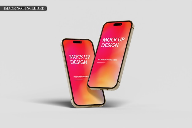 Dois smartphones com a palavra mock up na tela