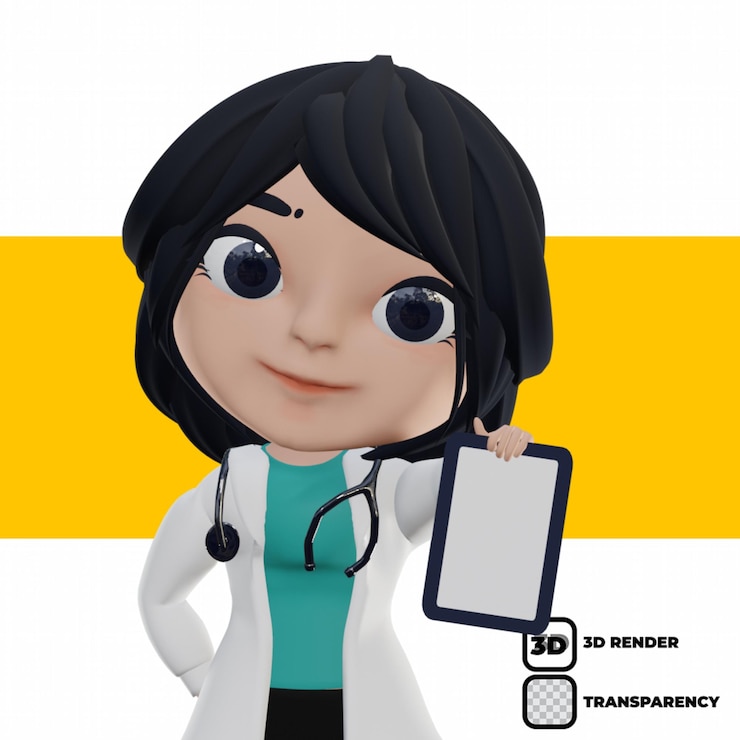PSD dokter wanita cantik render 3d