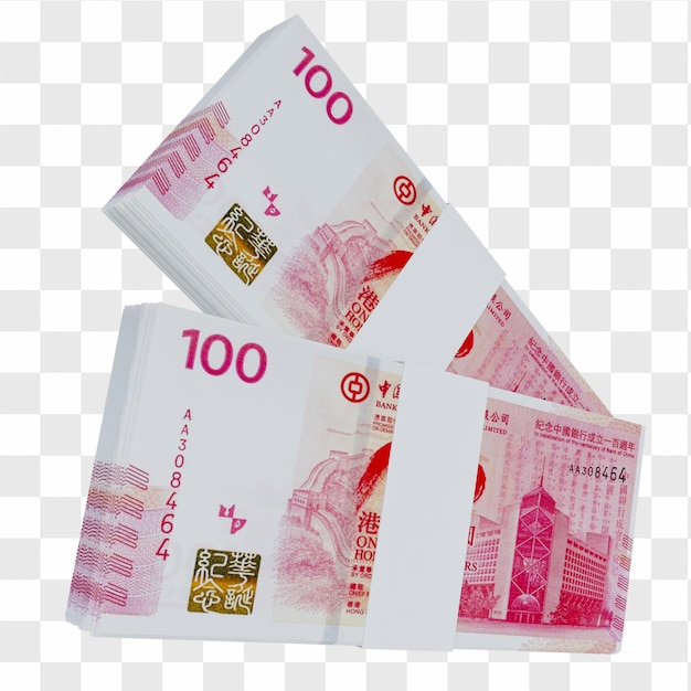 PSD dólar 100 da moeda de hong kong: pilha de dólares de hong kong, hkd