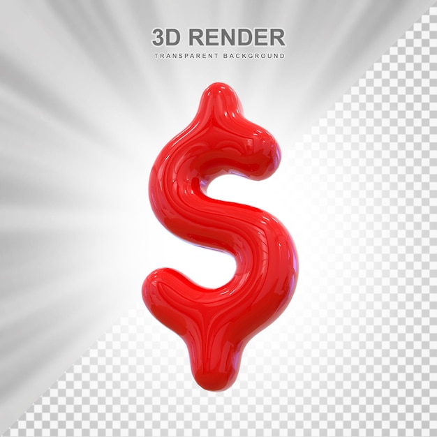 PSD dólar de balão vermelho 3d