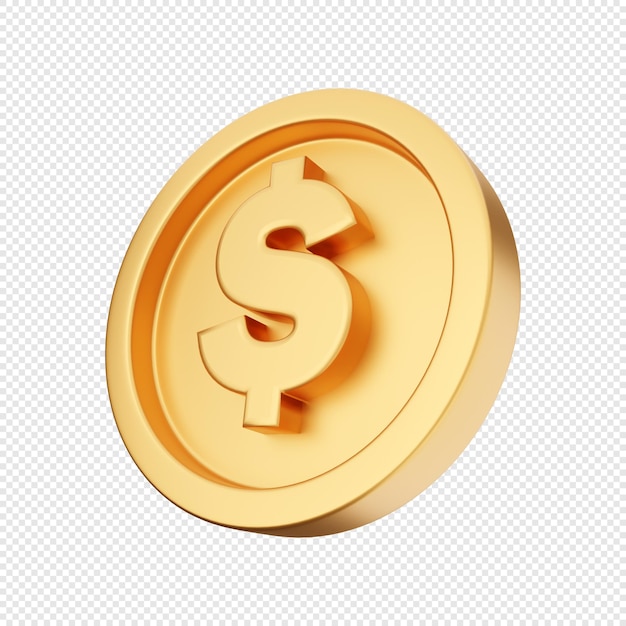 PSD dólar de ouro da moeda 3d