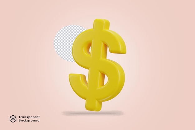 dólar, icono, 3d, interpretación, vector, ilustración