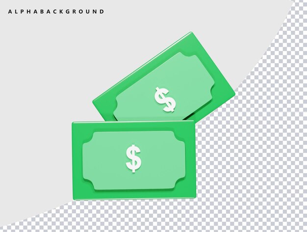 dólar, icono, 3d, render, ilustración