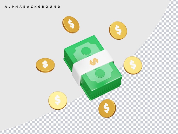 dólar, icono, 3d, render, ilustración