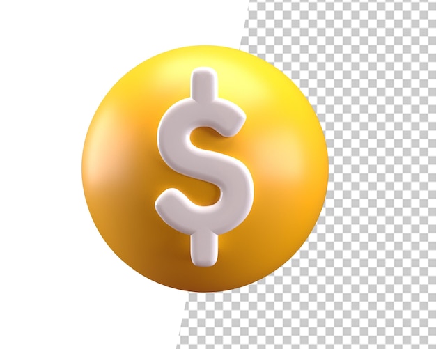PSD dólar moeda moeda ouro 3d