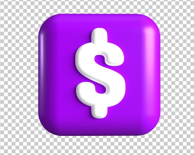 dólar, púrpura, cuadrado, icono, 3d, interpretación