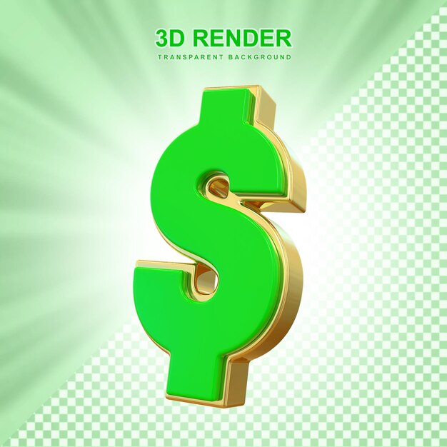 PSD dólar verde en 3d