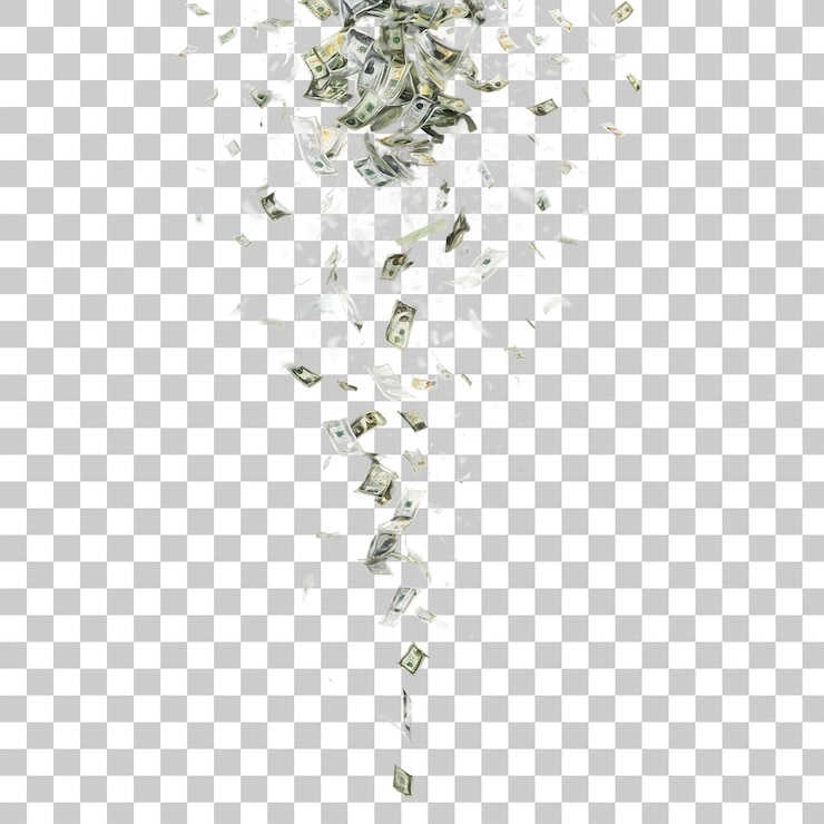 PSD dólar voando isolado em fundo branco dólar americano gerado por ia png transparente