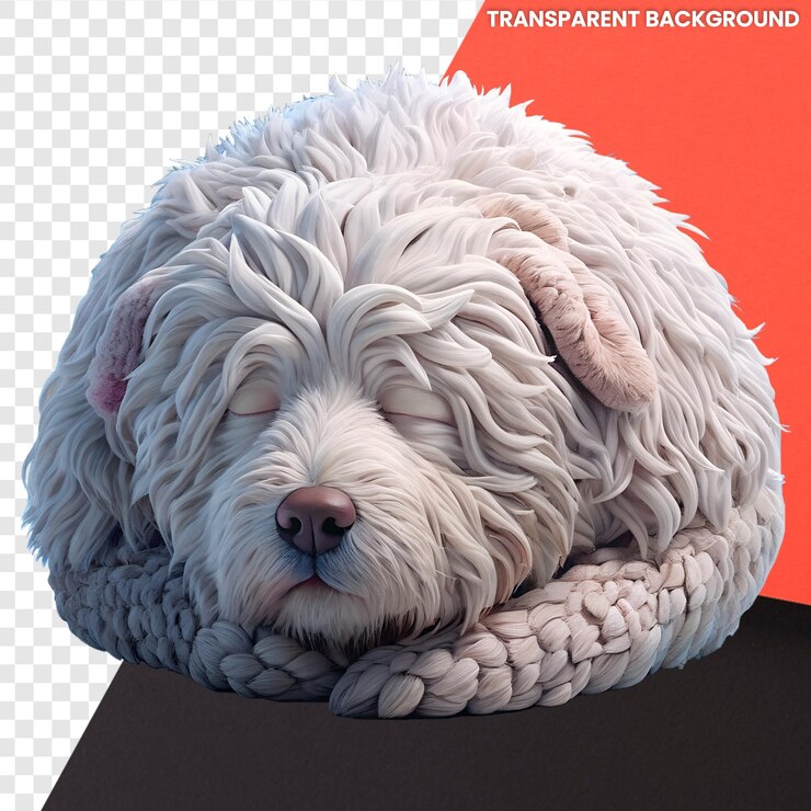 PSD dolce cane 3d komondor dormente con sfondo trasparente