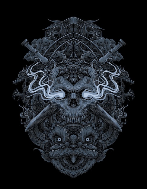 Dolch- und Schädelillustration