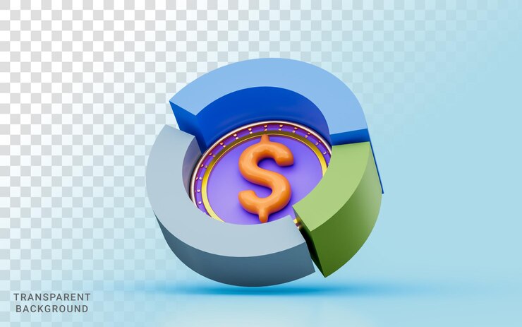 PSD dollar coin diagram 3d illustration business money profit analyze chart growth marketing policy