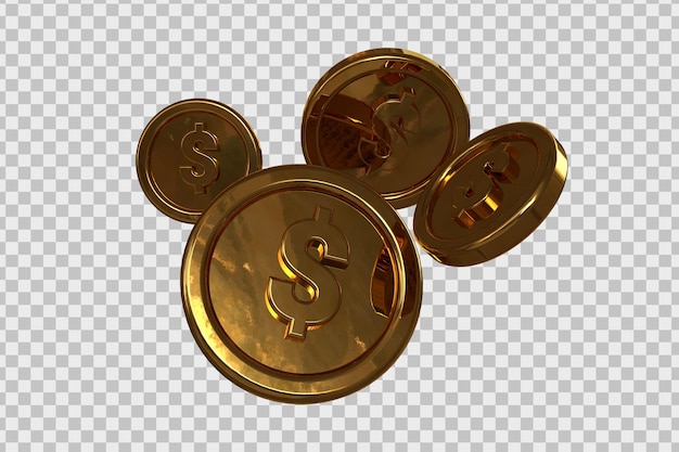 Dollar Goldmünze in 3D-Rendering isoliert