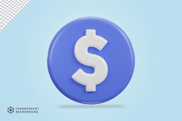 dollar icon with circle button 3d rendering vector icon illustration