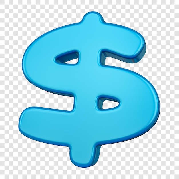 Dollar Métallique Bleu Psd Sur Fond Transparent