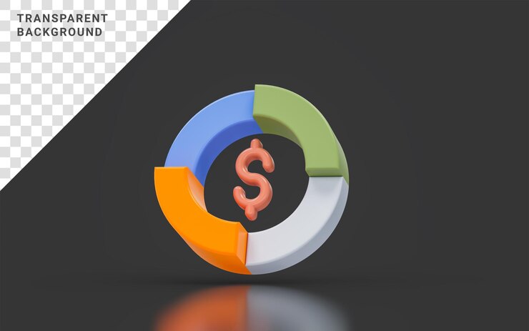 PSD dollar rate analyze sign minimalistic look on dark background 3d render concept for share market