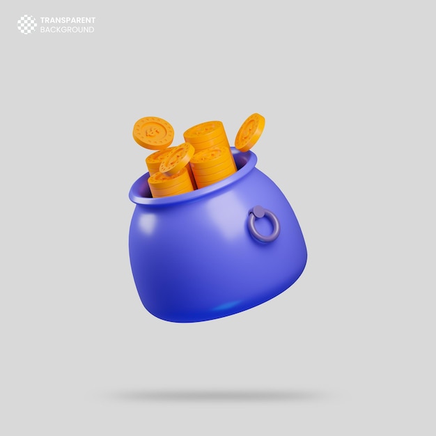 Dollar sack und goldmünze symbol isoliert 3d render illustration