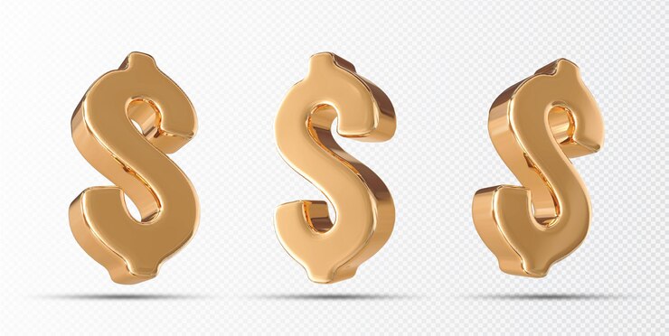 PSD dollar set 3d gold