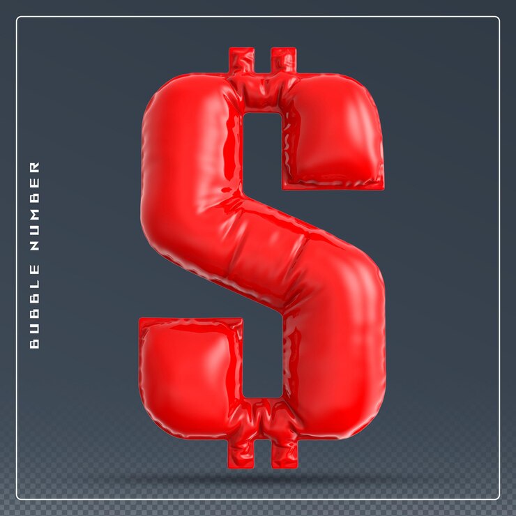 PSD dollar symbol bubble red 3d render