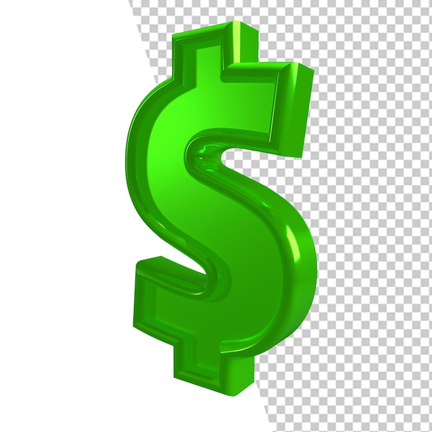 Dollar-Symbol, grünes Symbol, 3D-Zeichen
