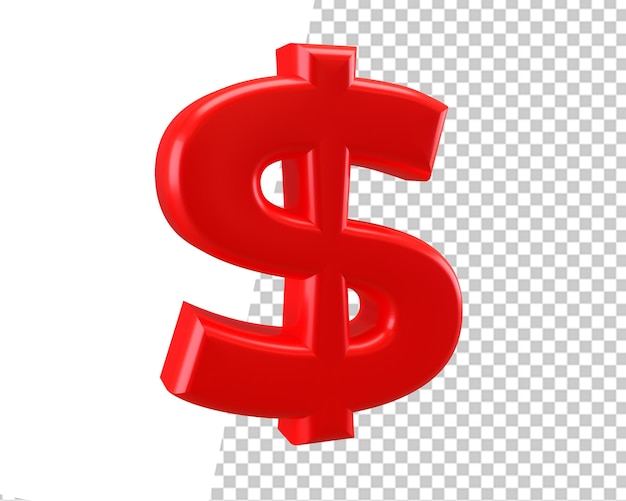 Dollar Währung rotes Symbol 3d rendern