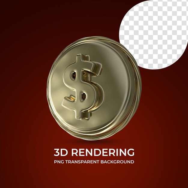 Dollar-Währungssymbol 3D-Rendering isoliert transparenter Hintergrund