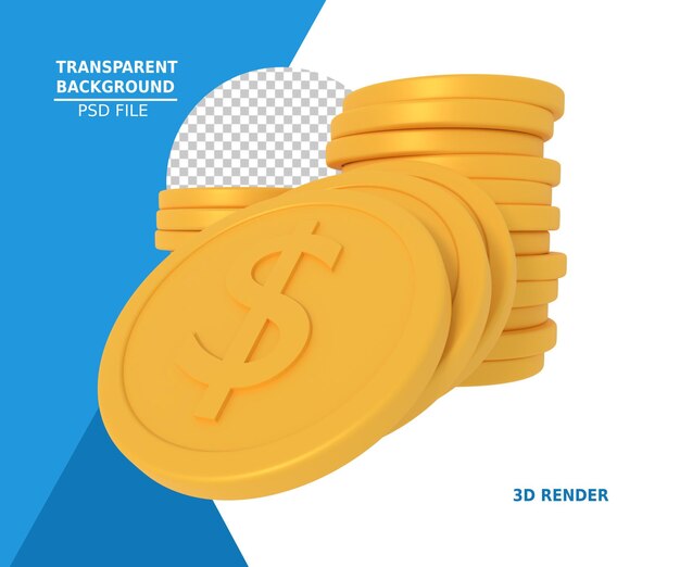 Dollarmünze 3D-Rendering