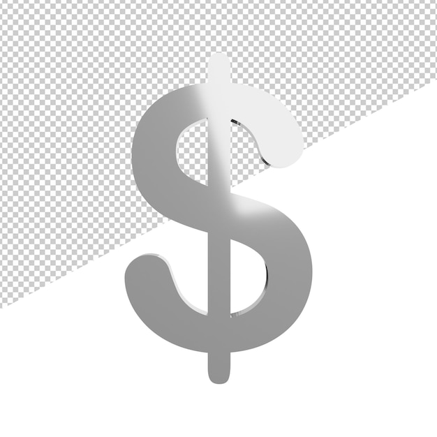 Dollarsymbol Vorderansicht3D-Darstellung, die transparenten Hintergrund rendert