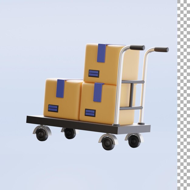 PSD dolly y cajas 3d ilustración