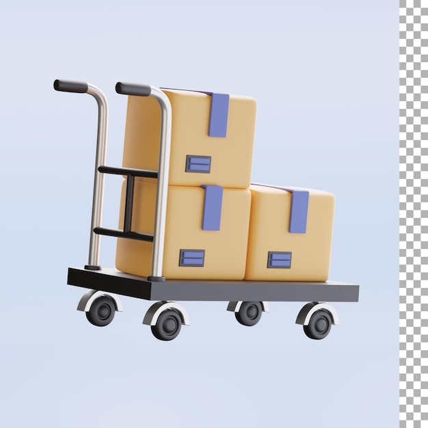 Dolly con cajas 3D Render