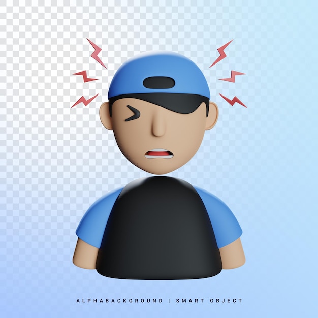 dolor de cabeza, 3d, icono, ilustración