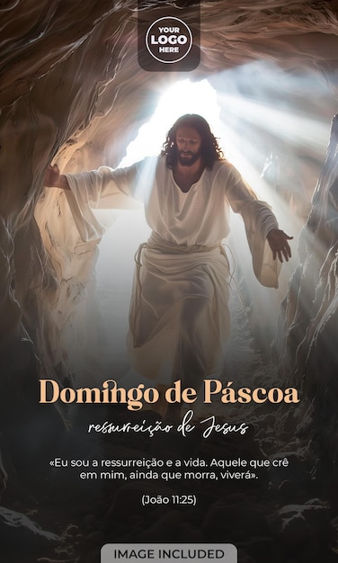 Domingo de páscoa ressurreição jesus cristo na semana santa ele ressuscitou em português