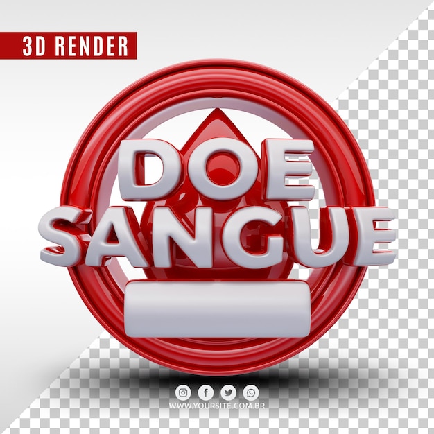 PSD don de sang logo 3d premium psd