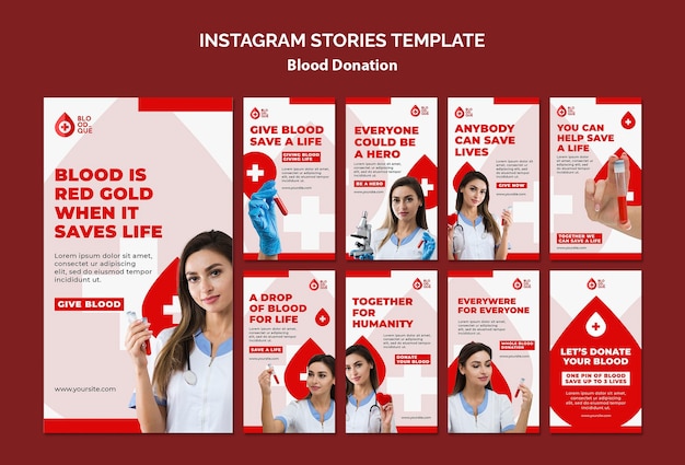 PSD donación de historias de instagram de sangre