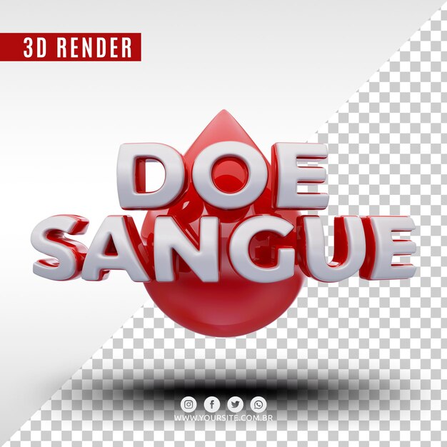 donación de sangre 3d logo premium psd