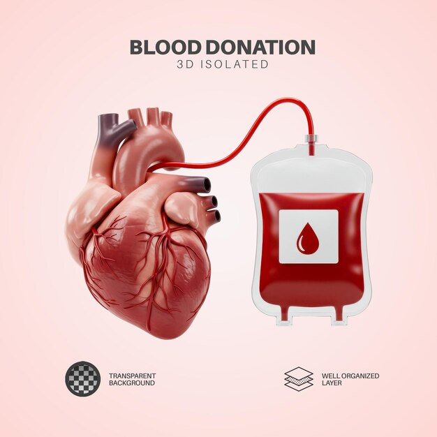 Donación de sangre en 3D Renderizado aislado Fondo 01