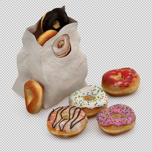 Donas 3d render aislado