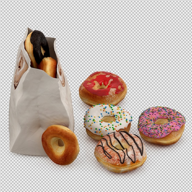 Donas 3d render aislado