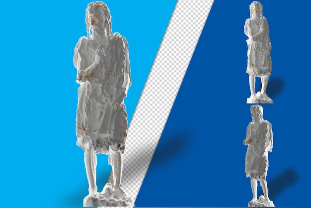 PSD donatello-statue von johannes dem täufer in elegantem gold und marmor für social media- und website-promotions