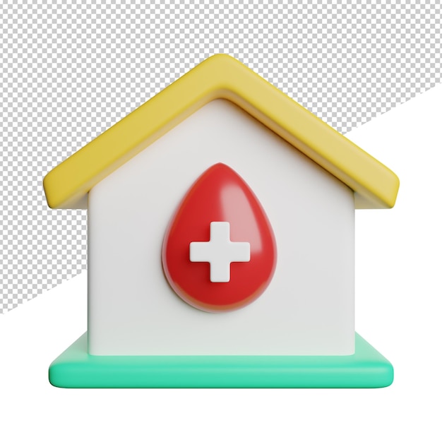PSD donation place care uma casa branca e amarela com uma gota vermelha de sangue no topo