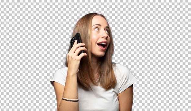 donna bionda che usa uno smartphone