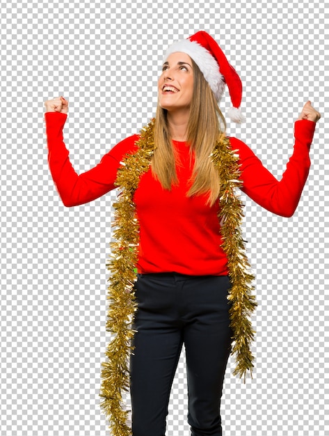 Donna bionda vestita per le vacanze di Natale