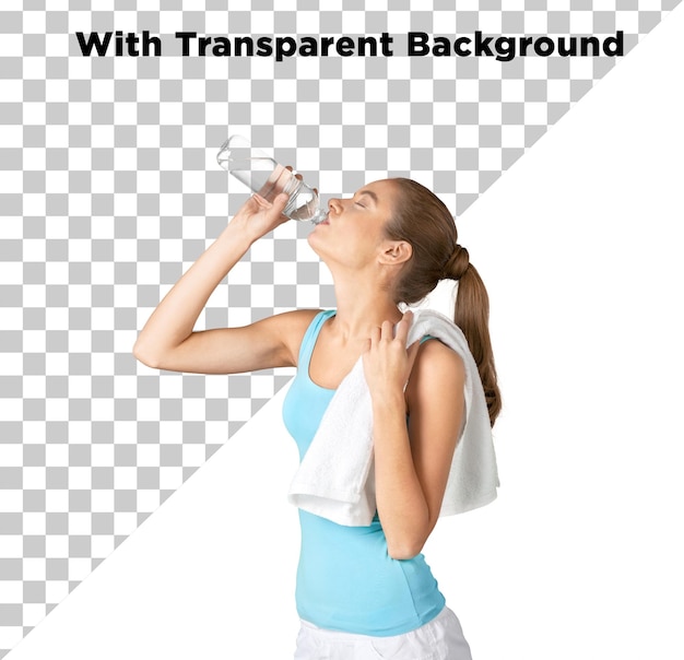 Donna che beve acqua dopo l'allenamento
