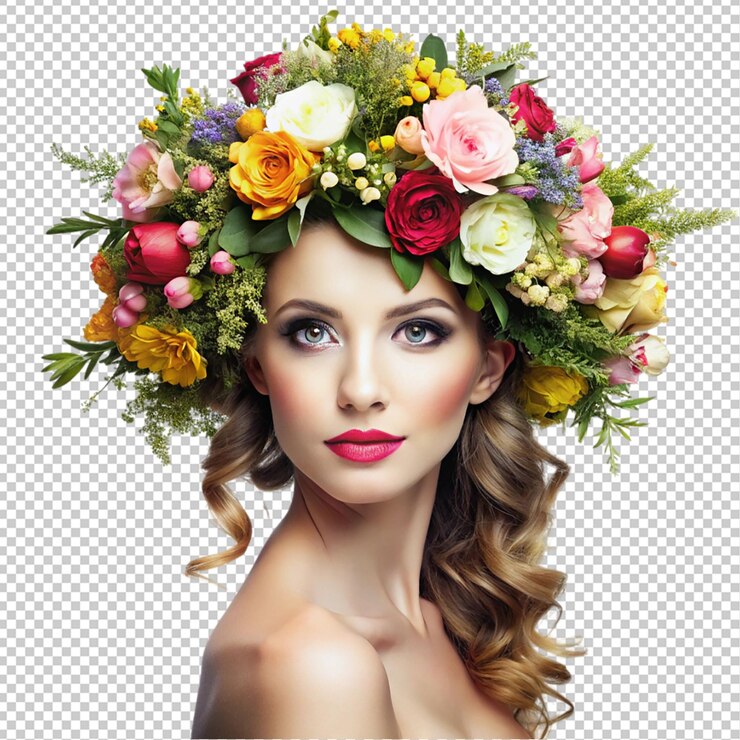 PSD donna con corona di fiori per donne internazionali