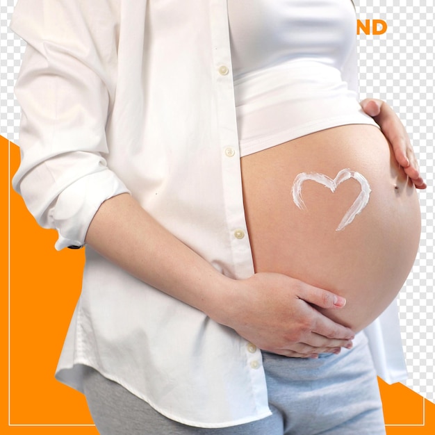 donna incinta cuore mani con sfondo trasparente