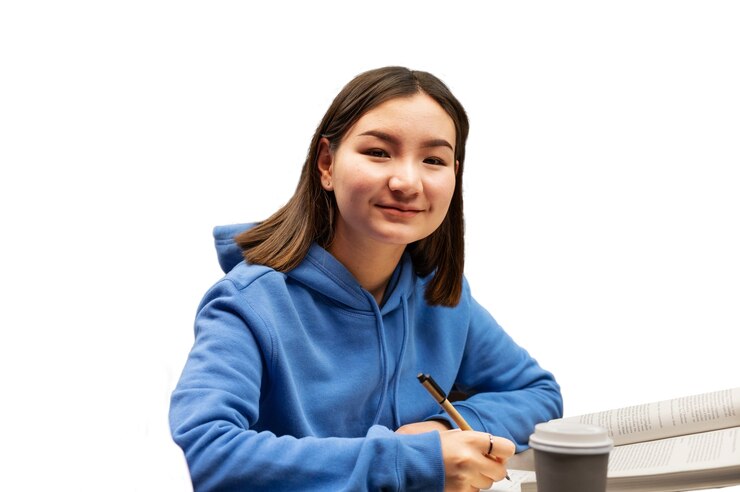 PSD donna media che studia.