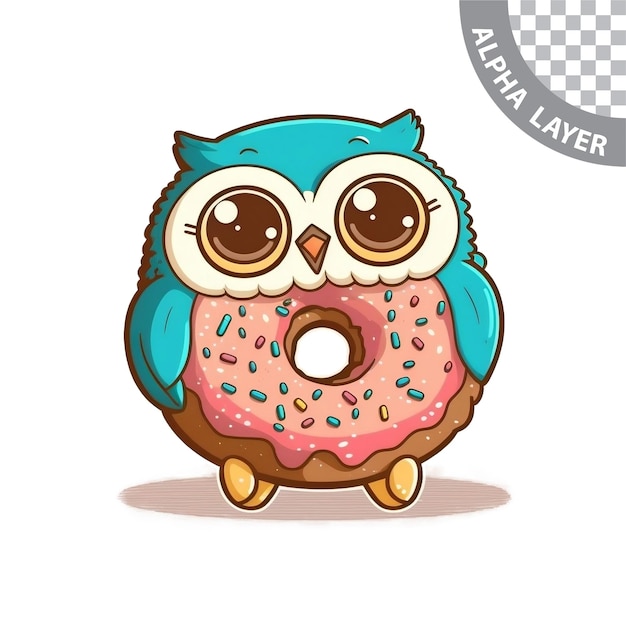 PSD donut de búho kawaii