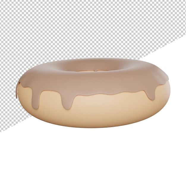 PSD donut cake desert vista lateral ilustração de ícone de renderização 3d em fundo transparente