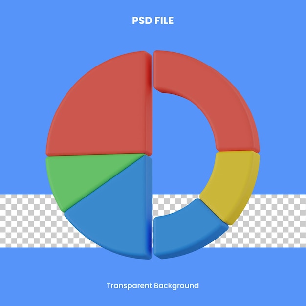 donut chart 3d rendering icon illustration analytics