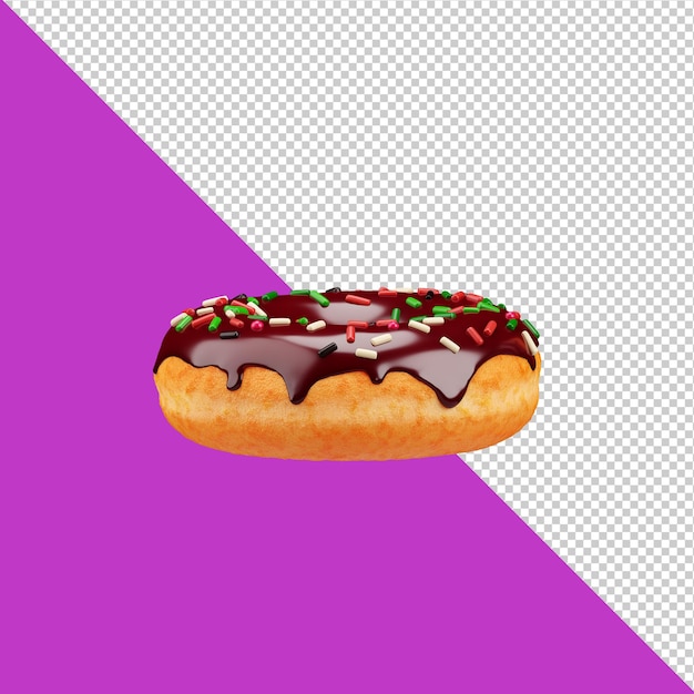 Donut de chocolate 3d. donut realista, render 3d.