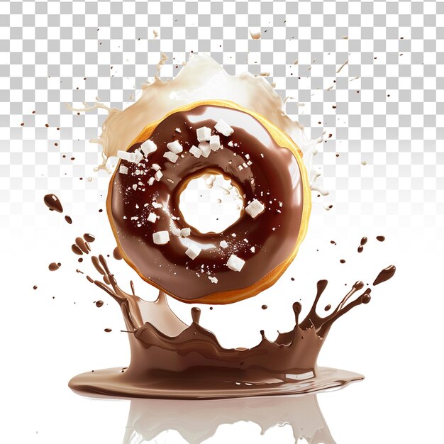 PSD donut de chocolate aislado sobre un fondo transparente